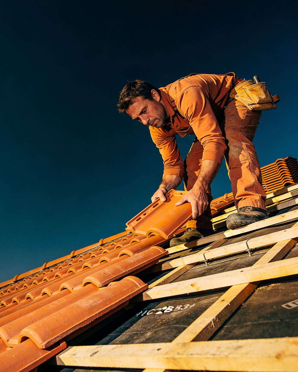 Equipo de Techos Fisicaro trabajando en la reparación de un techo
