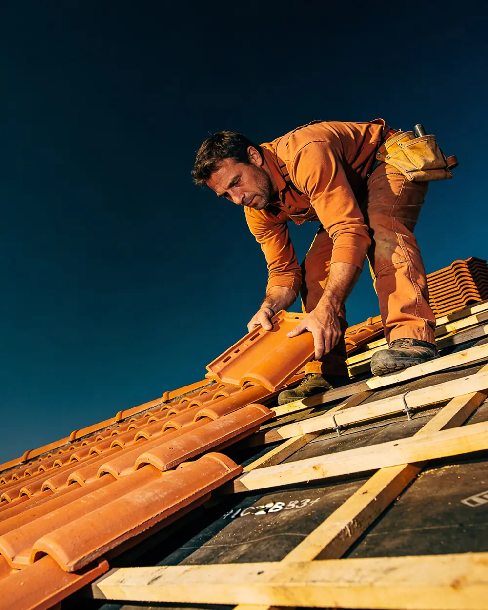 Equipo de Techos Fisicaro trabajando en la reparación de un techo
